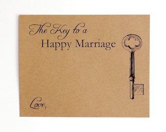 Marriage Advice Cards - The Key to a Happy Marriage - Rustic Kraft Brown - Bridal Advice Card - Couple Shower Game - Wedding Guestbook