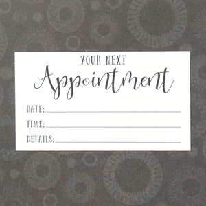 Appointment Reminder Cards - Schedule Next Appointment Card - Business Apt - Spa, Salon, Dentist, Doctor Office, Hairdresser or Therapy Appt