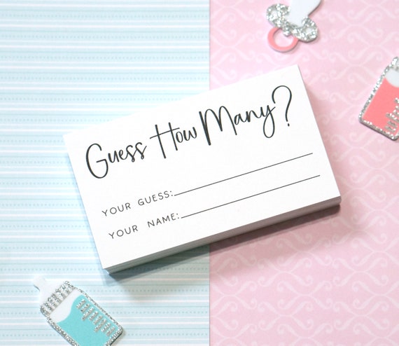 Guess How Many - Baby Shower Games - Guess How Many Cards - Candy Guessing Game - Shower Game - How Many Peanuts in the Jar - Printed Card