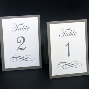 Grey Table Numbers - Rehearsal Dinner Decoration - Wedding Table Number - Gray Tent Card - Fold Table Name Cards - Free Standing - Decor