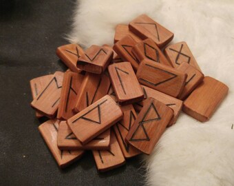 Handmade cherry wood runes