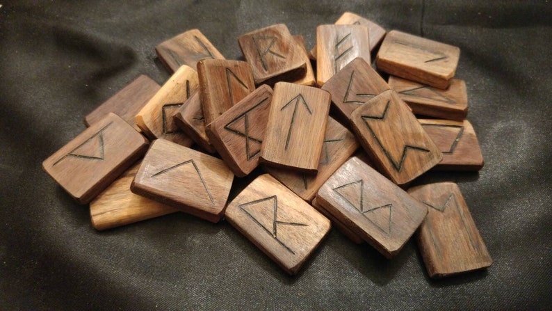 Black walnut wooden runes image 4