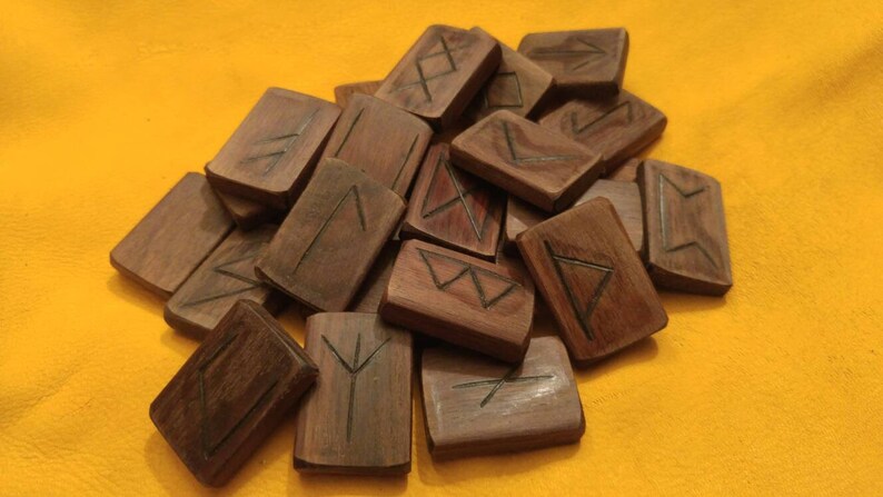 Black walnut wooden runes image 2