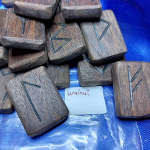 Black walnut wooden runes image 1