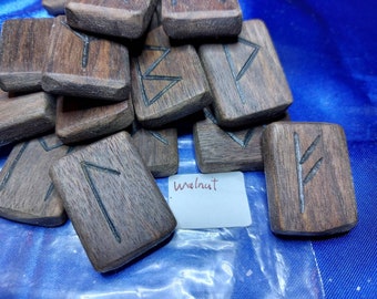 Black walnut wooden runes