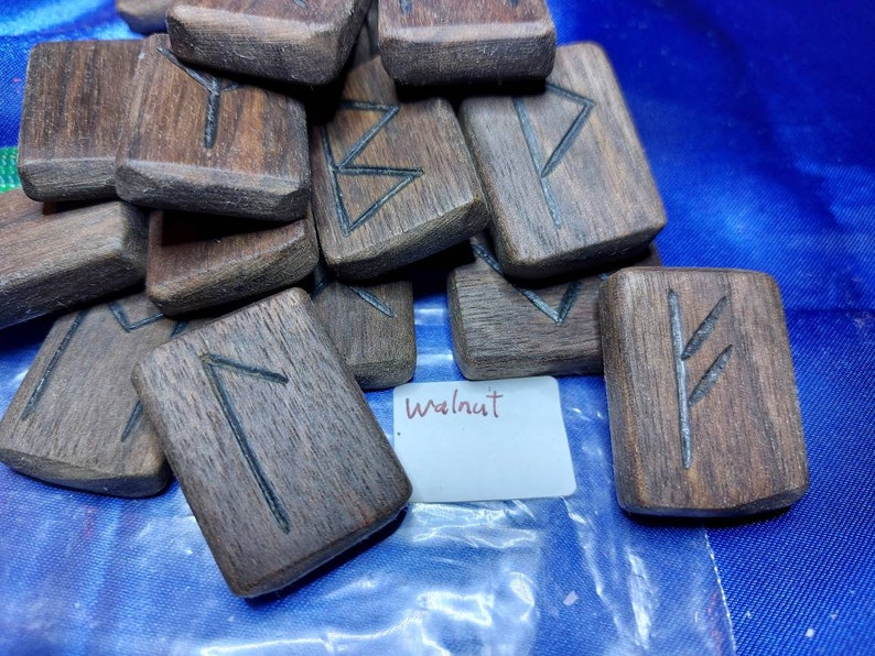 Black walnut wooden runes image 1