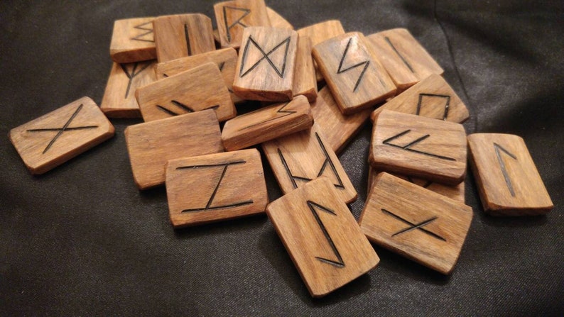 Black walnut wooden runes image 5