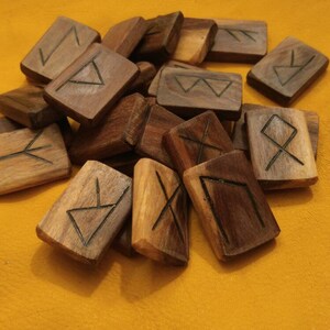 Black walnut wooden runes image 3