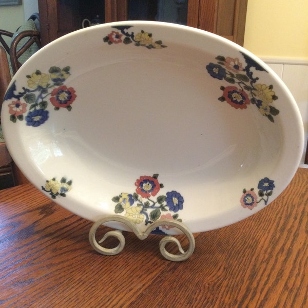 Vintage Scammell's Trenton China Restaurant Ware Oval Serving Bowl Floral Design