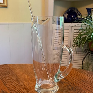 Vintage Clear Glass Martini Cocktail Pitcher with Srirrer
