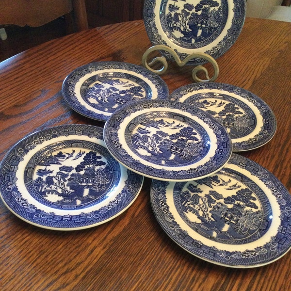 Johnson Brothers Blue Willow Bread Plates...Set of 6...Made in England