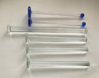 Vintage Clear Glass and Cobalt Blue Drink Stirrers Swizzle Sticks Muddlers Set of 6