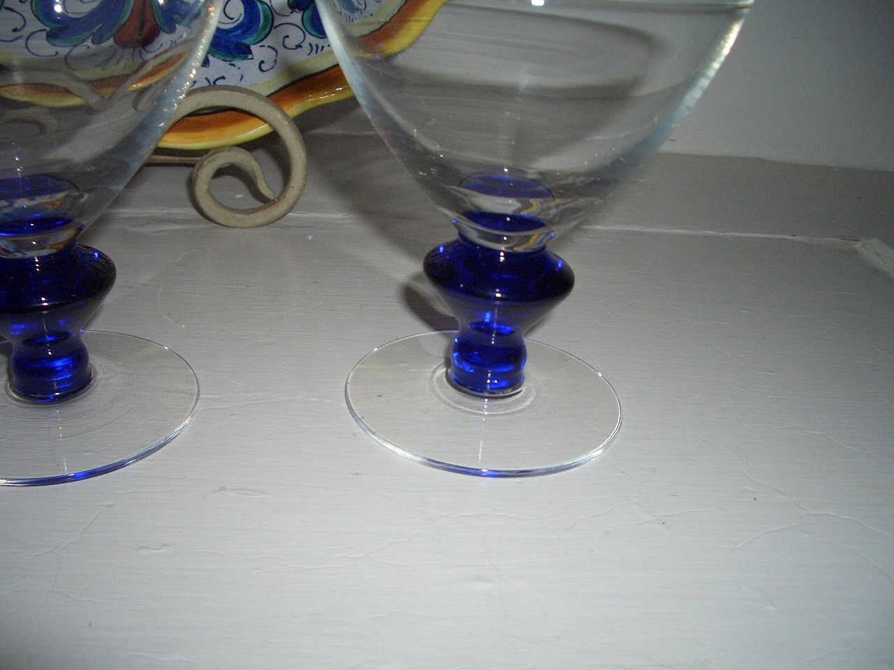 Royal Blue Ritz Two Vintage Ritz Blue/cobalt and Clear Footed Sherbets...elegant in ...