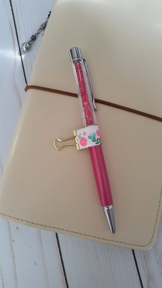 Bright Florals Planner Pen Holder / Binder Clip Pen Holder / Etsy