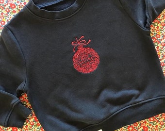 Childrens Christmas Navy blue Bauble Jumper Sweatshirt 6 months - 6 years