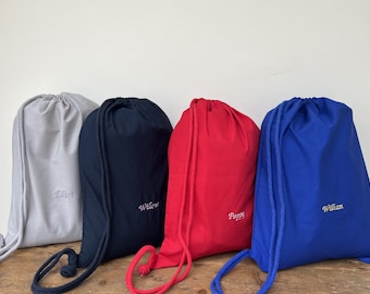 Personalised embroidered drawstring bag