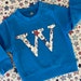 Kids personalised monogram initial jumper children's bright blue boys girls 