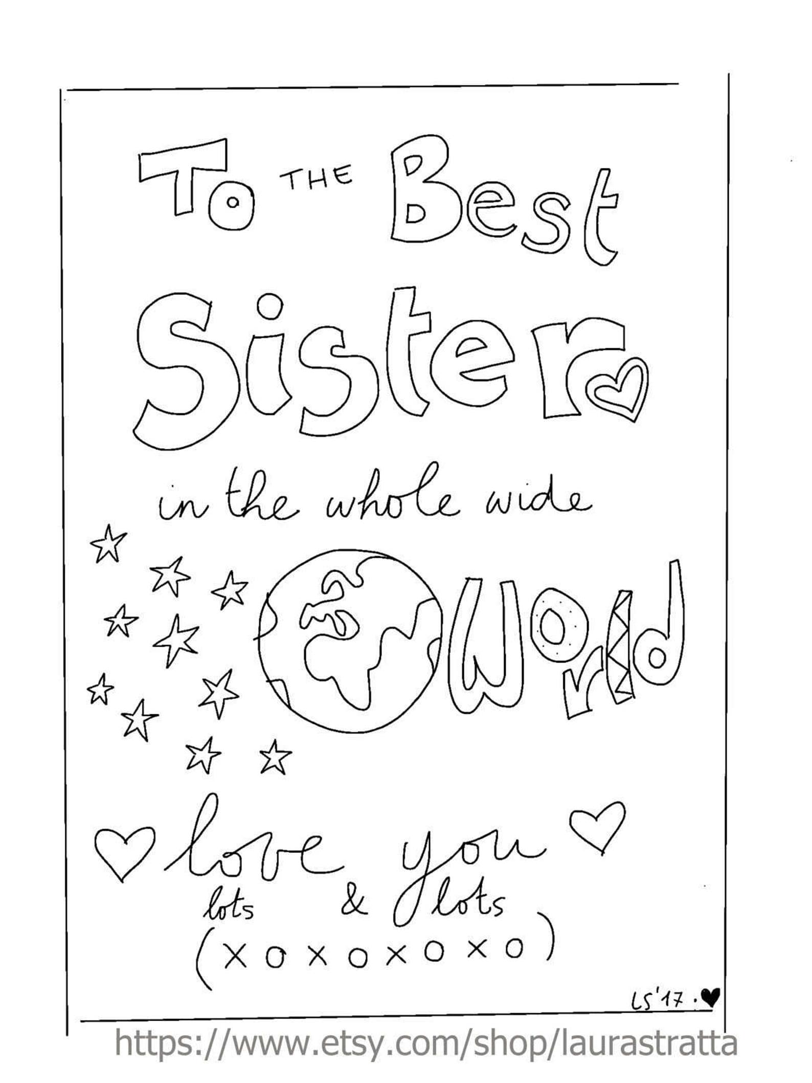 Printable Best Sister Card To The Best Sister In The World Etsy de