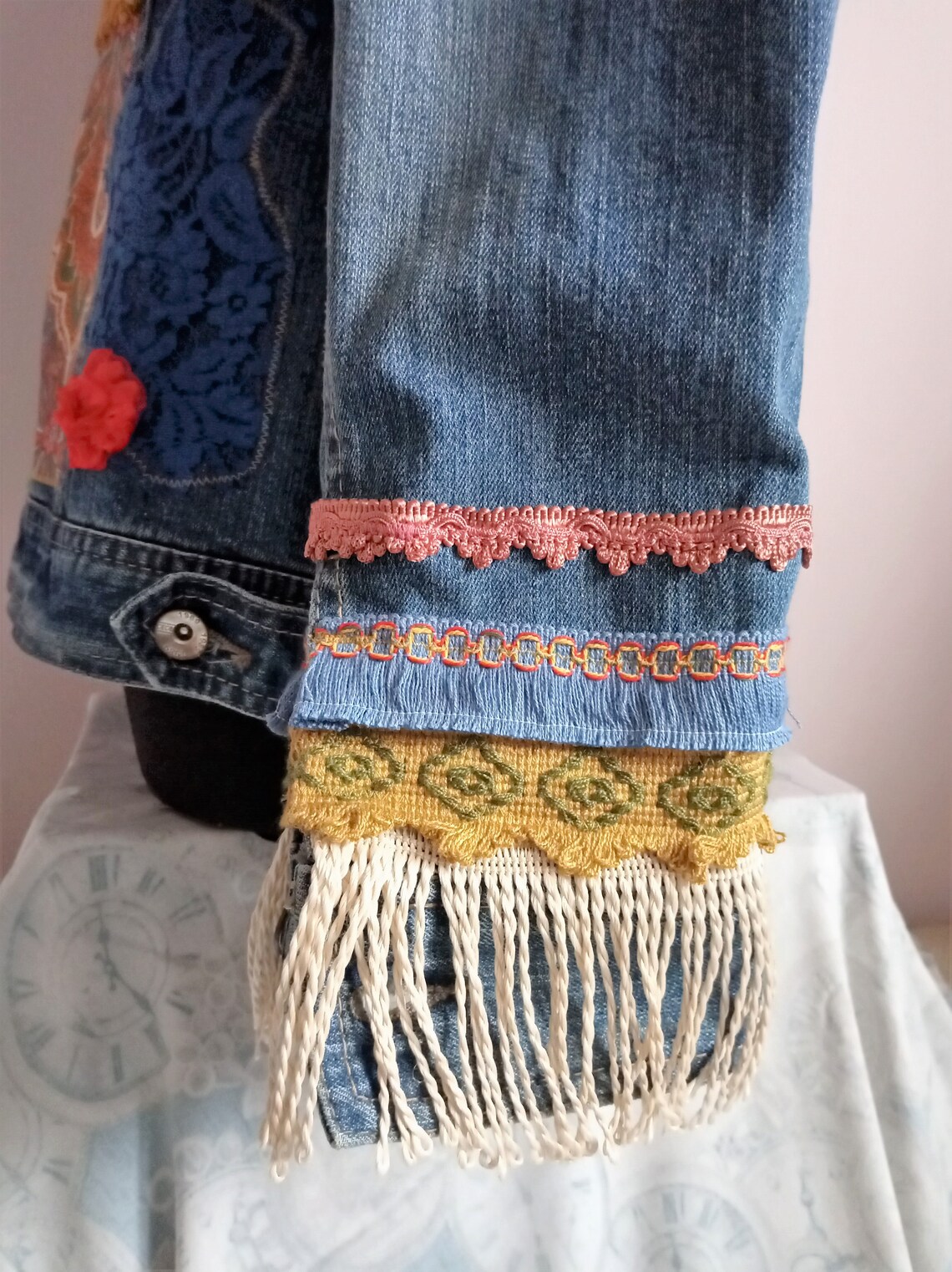 Upcycled Boho Denim Jacket Wearable Art Hand Embroidered | Etsy