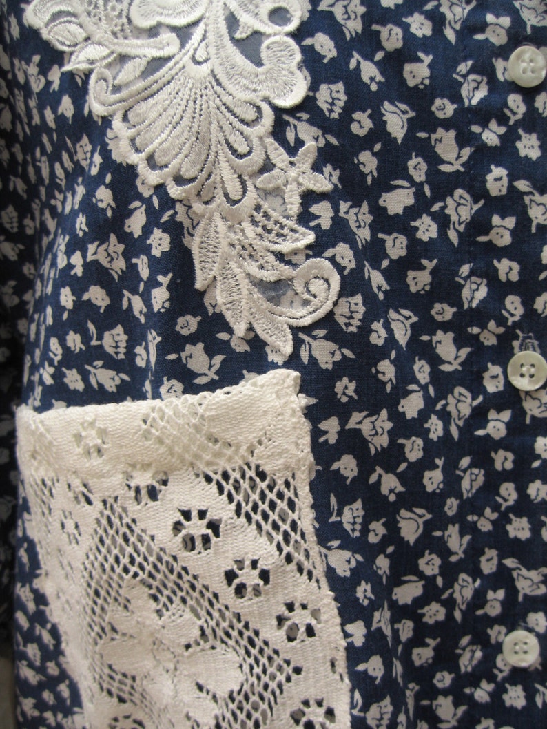 gypsy cotton blouse hippie style cotton bohemian blouse upcycle clothing boho reworked mini dress Denim reworked tunic