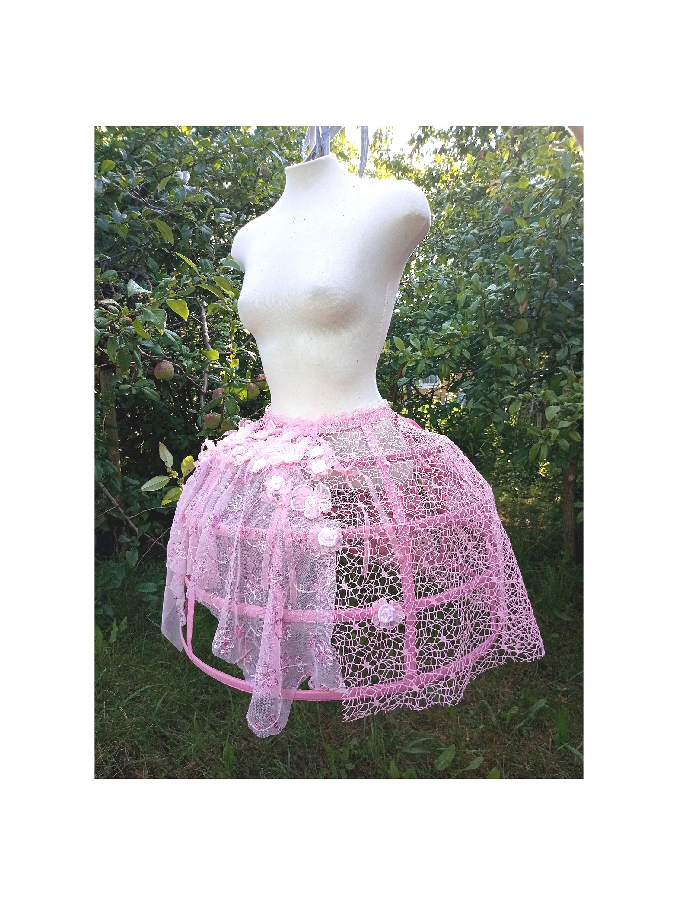 Jupon Cerceau En Cage – Crinoline Extensible Pour Robe Médiévale, Lolita Ou Cosplay – Taille Unique élastique