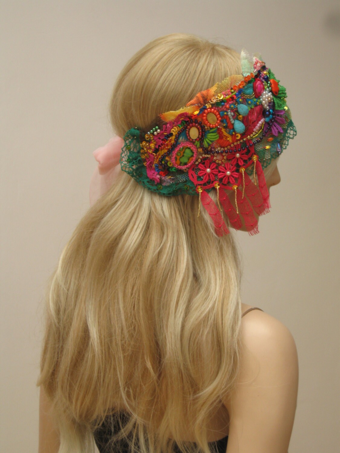 Colorful headpiece hand embroidered beaded headband stylish Etsy