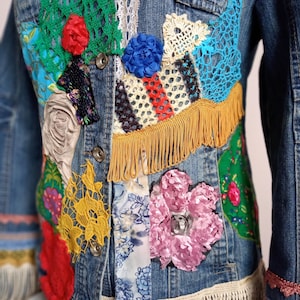 Upcycled Boho Denim Jacket Wearable Art Hand Embroidered - Etsy