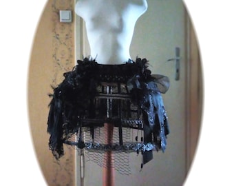 Black Gothic Cage Skirt, Steampunk Crinoline, Hoop Skirt, Transparent- Net Skirt, Cage Skirt, Fancy Skirt, Art to wear