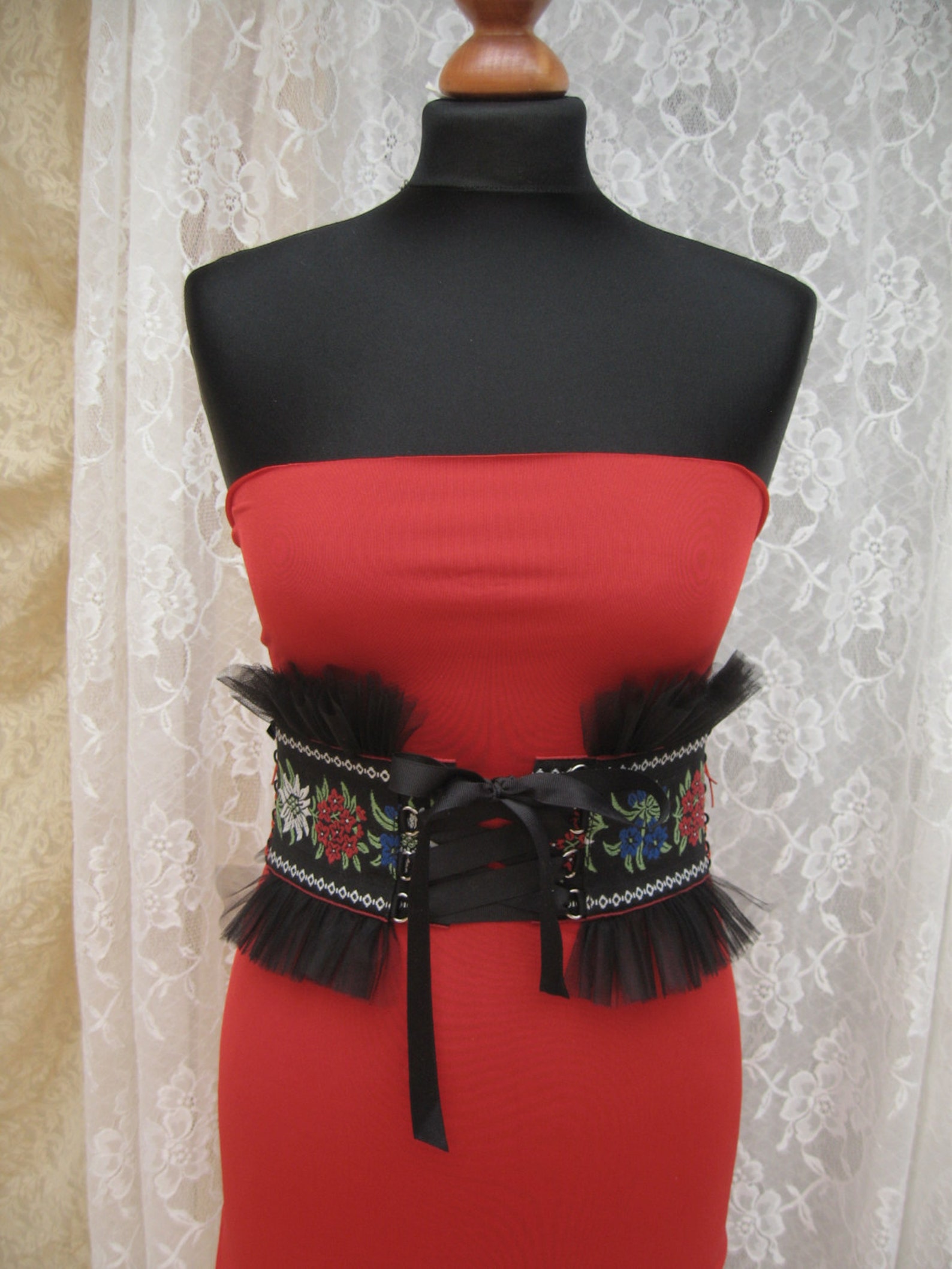 Victorian Inspired Corset Belt Floral Belt Cotage Inspired Etsy