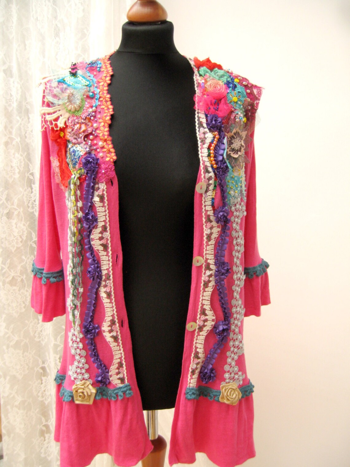 Dark Oak Leaf Ethnic Jackets With Art Silk