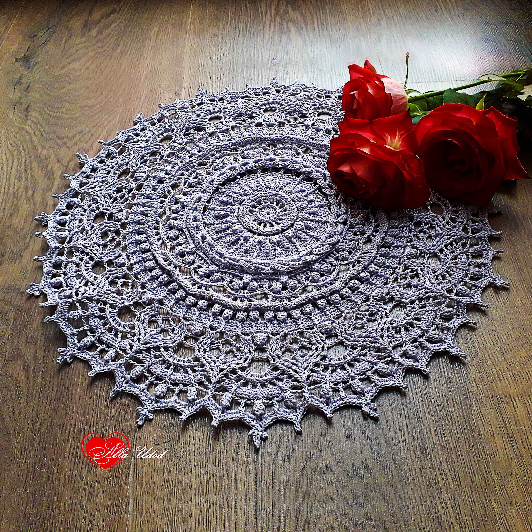3D gestrickte runde graue Serviette im Boho-Stil für das | Etsy