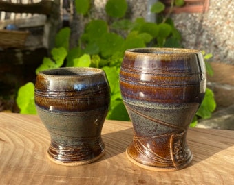 Individual whisky cup pairs. Two Ceramic tumblers.#2
