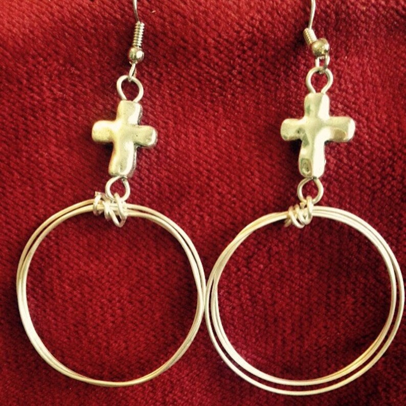 Cross Loop Earrings Etsy
