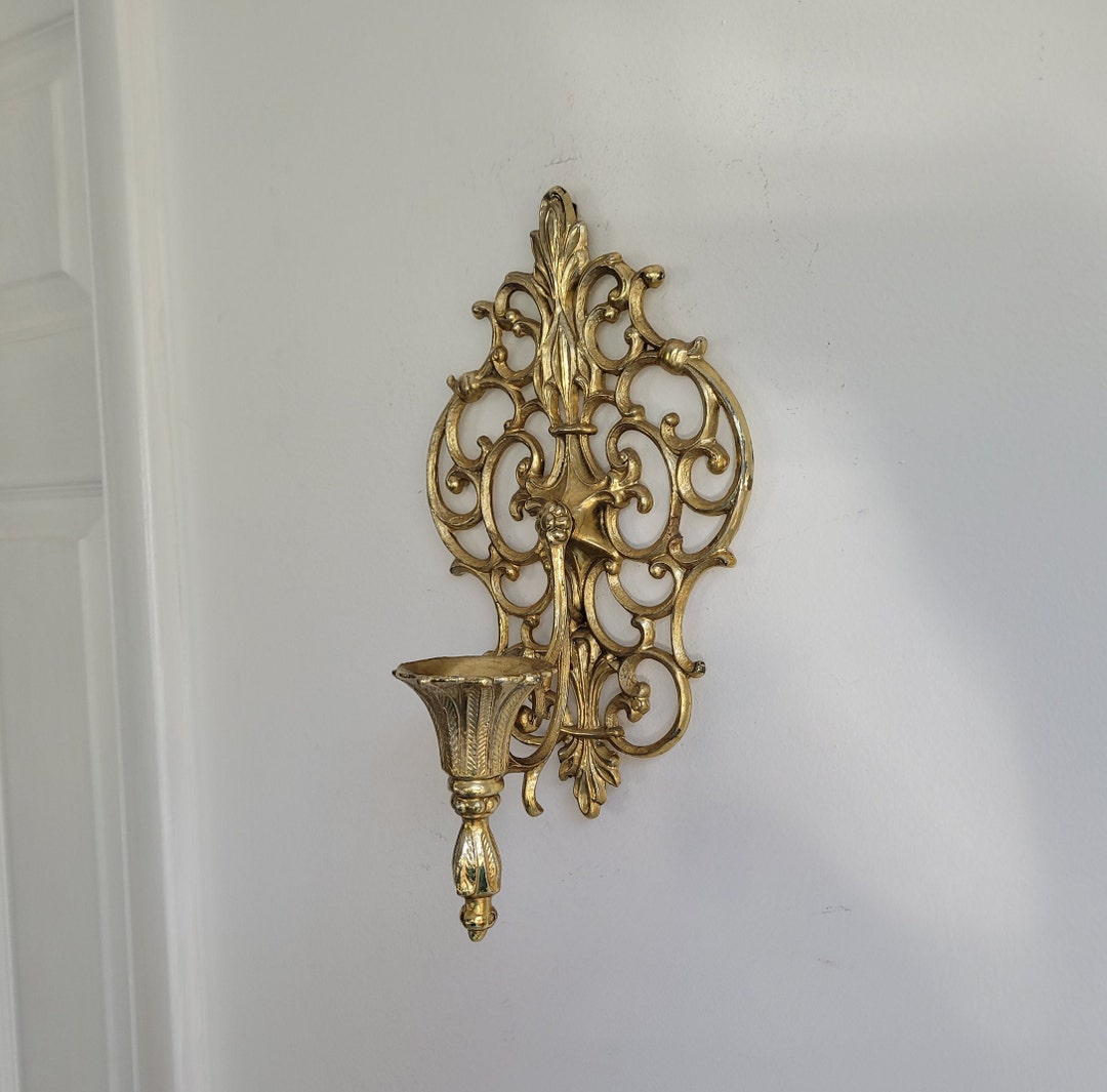 Gold Metal Sconces Vintage Wall Sconces Candle Holders Gold Sconces