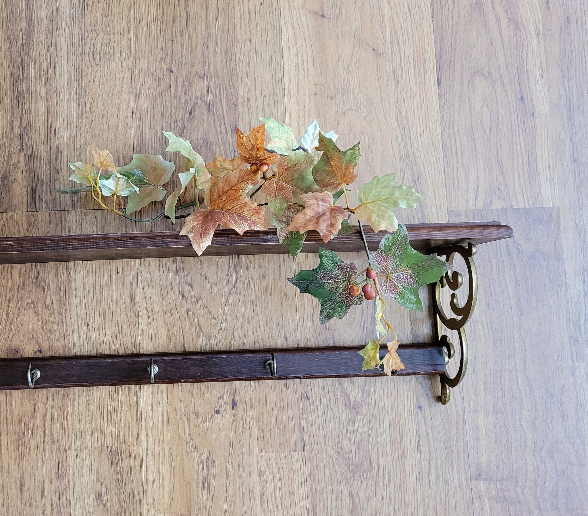 Antique wall shelf with hooks hotsell