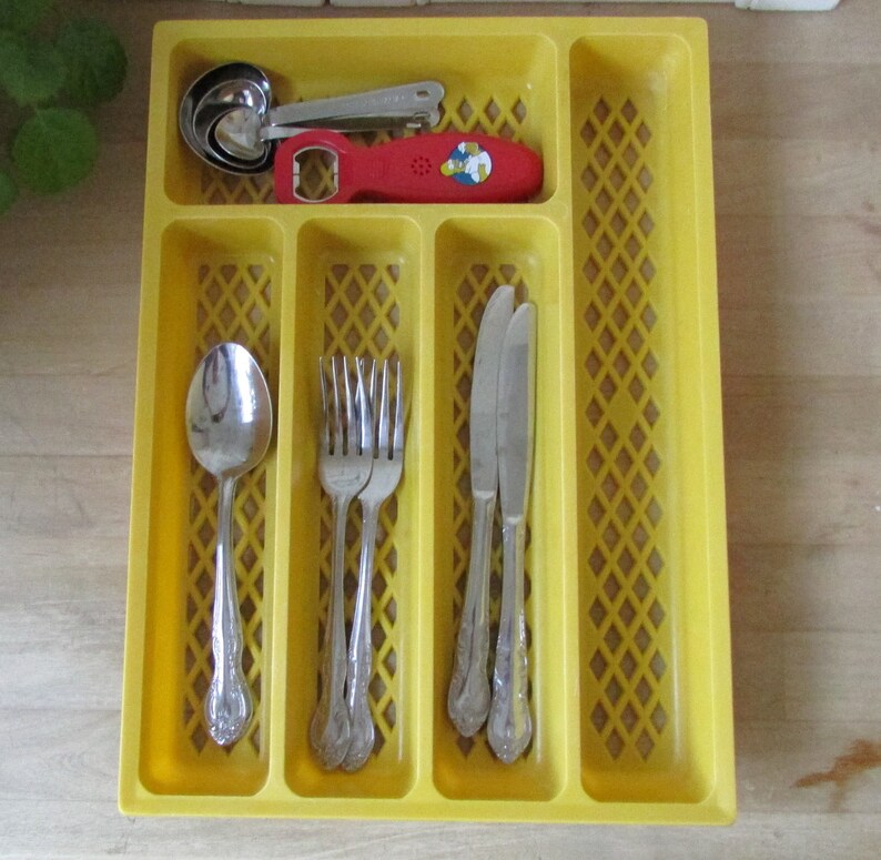 Cutlery Tray Yellow Plastic Trays Drawer Organizers Craft Etsy Canada