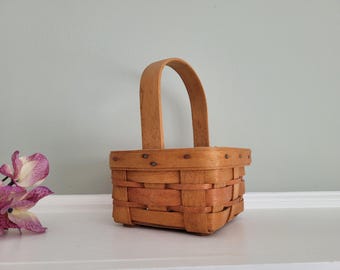 Vintage Longaberger Basket Square Baskets Wicker Basket with Handle Woven baskets small baskets vintage baskets