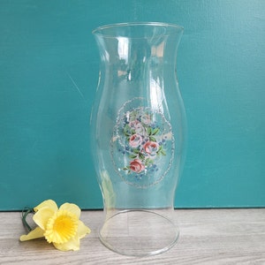 Glass Hurricane Shades with Flowers glass candle cover shade Floral Hurricane shades tall glass candle shades Hurricane shade with Roses