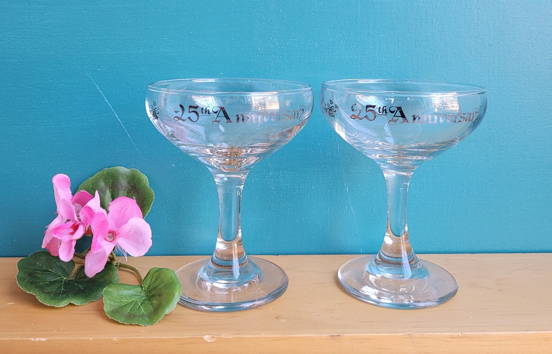 25th Anniversary Champagne Glasses Silver Anniversary Gift Set Coupe