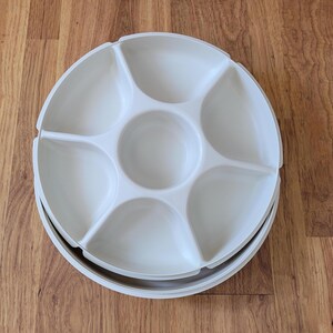 Tupperware Divided Tray Vintage Tupperware serving trays veggie & dip servers round tupperware Almond Tupperware party trays divided servers