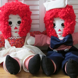 Raggedy Ann & Andy Dolls toy Collectibles stuffed dolls handmade dolls toys Vintage Raggedy Anne and Andy Christmas decor vintage toys