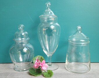 Candy Jars with lids Fancy jars decorative candy jars pretty etched jars for display vintage candy jars pretty bathroom jars glass jars