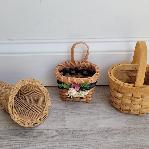 Vintage Wicker baskets Small Baskets Unique baskets woven baskets with handles home decor baskets cute baskets basket collections