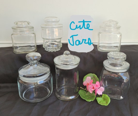 Glass Jars Candy Jars With Lids Vintage Jars Display Jars Craft Room  Storage Jars Square Jars Bathroom Jars Vintage Glass Jars Small Jars 