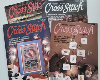 Vintage Cross Stitch Magazines 1989 Leisure Arts magazines - 4 Issues vintage cross stitch patterns Leisure Arts Patriotic cross stitch