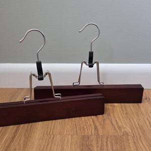 2 Wood Pant & Skirt Hangers- clothes hangers display hangers vintage  nursery decor hangers vintage wood hangers vintage decor