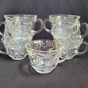 Vintage Punch Bowl CUPS ONLY Embossed Grapevine replacement party cups Party accessories Bridal Shower baby showers Glass cups partyware