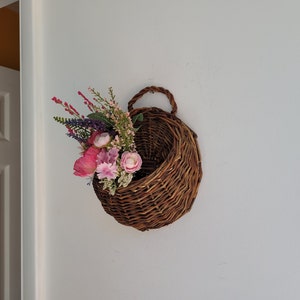 Vintage Wicker Wall Baskets SMALL wall pockets baskets wicker wall displays wicker baskets home decor wicker floral display greenery display