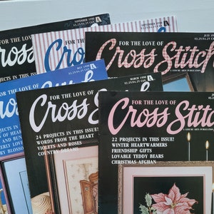 For the Love of Cross Stitch -SIX 1990 issues cross stitch patterns Vintage Cross stitch designs cross stitch patterns stitchery books