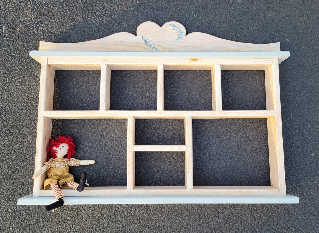 Vintage Wood Shelf With Shadow Box Cubby Shelf Wall Decor Vintage ...